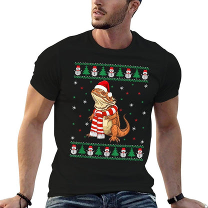 Bearded Dragon Animal Matching Family Ugly Christmas Sweater  Ribbed Collar T-Shirt