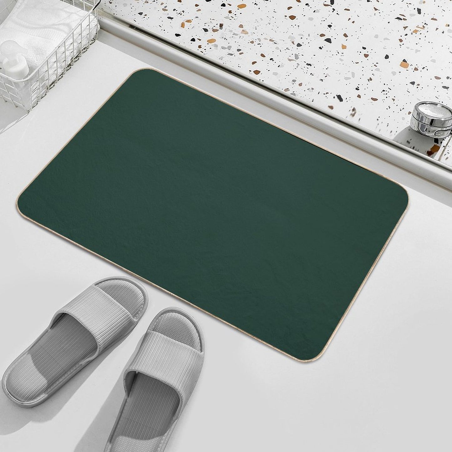 Forest Green Solid Color  Fade-Resistant Bath Mat