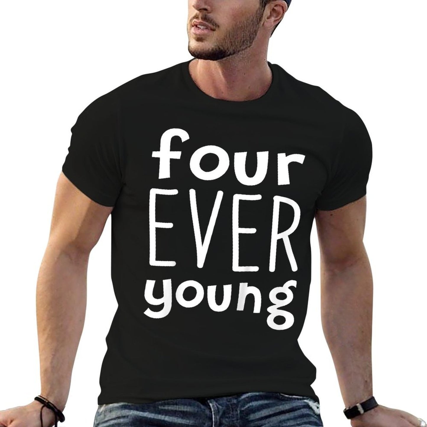 Kids Kids Four Ever Young 4th Birthday Boy Girl 4 Year Old  Vintage-inspired T-Shirt