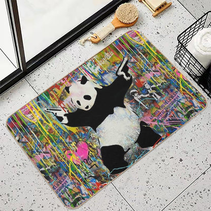 Panda With Guns Stick Em Up - Pop Street Art Banksy  Toxin-Free Bath Mat