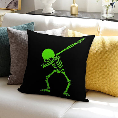 Dabbing Skeleton Green Soft Anti-Pilling Throw Pillow