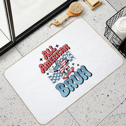 All American Bruh 4th Of July Patriotic USA  Fade-Resistant Bath Mat