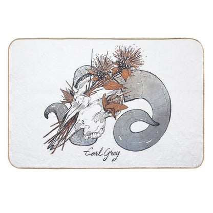 MorbidiTea - Earl Grey with Ram Skull  Dirt-Trapping Bath Mat