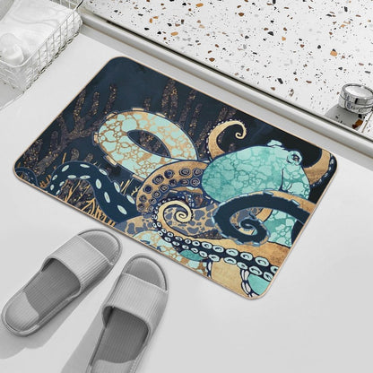 Metallic Octopus II  Non-Slip Bath Mat