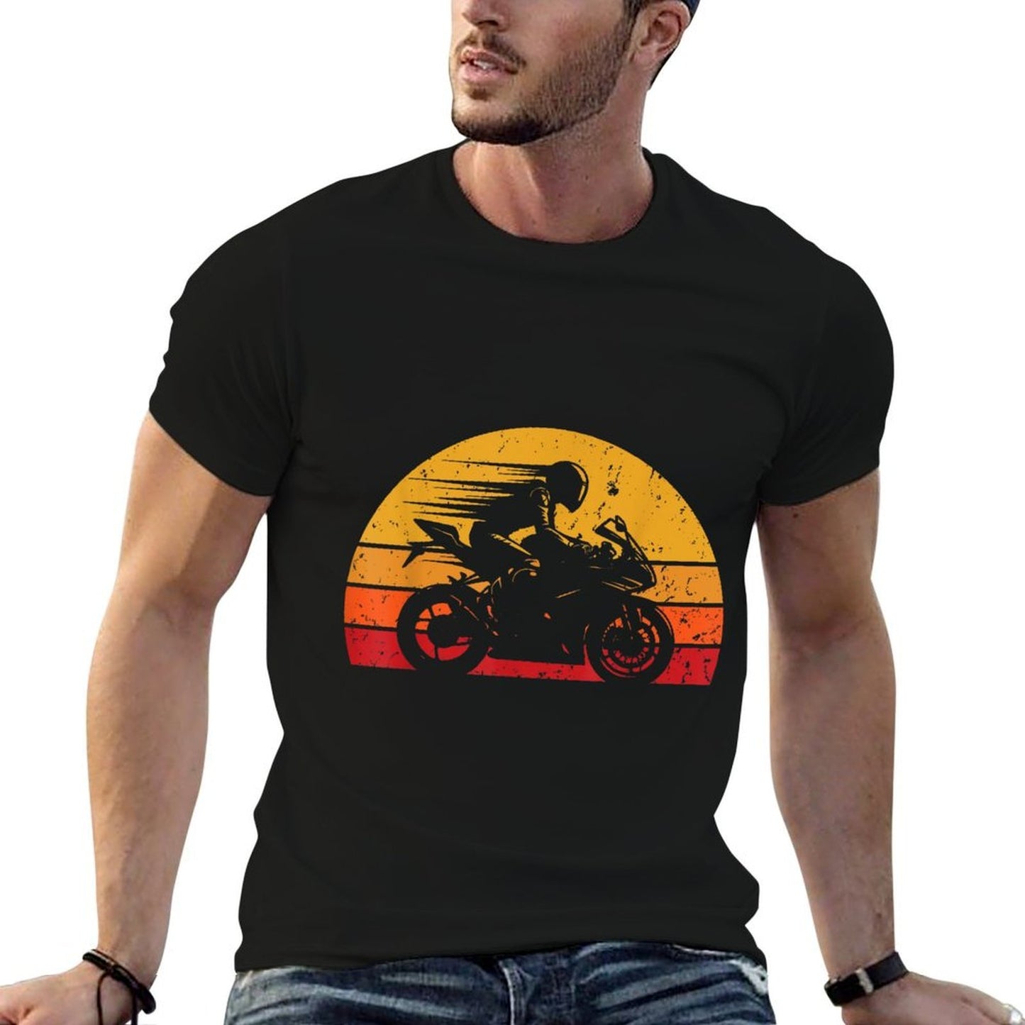 Vintage Retro Motorcycle Racing Biker Sport Street Bike  Breathable T-Shirt