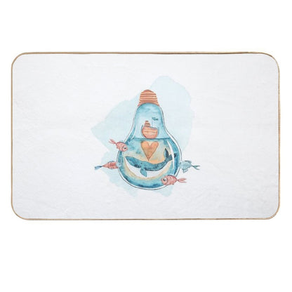 Cute Watercolor Whale Illustration  Long-Lasting Bath Mat