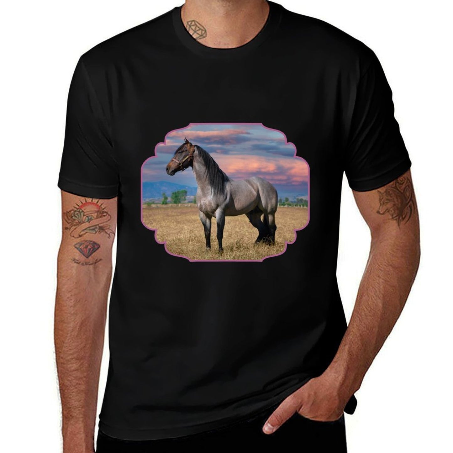 American Quarter Horse Gray Gruello Beauty Twilight Pink Sky  Breathable T-Shirt