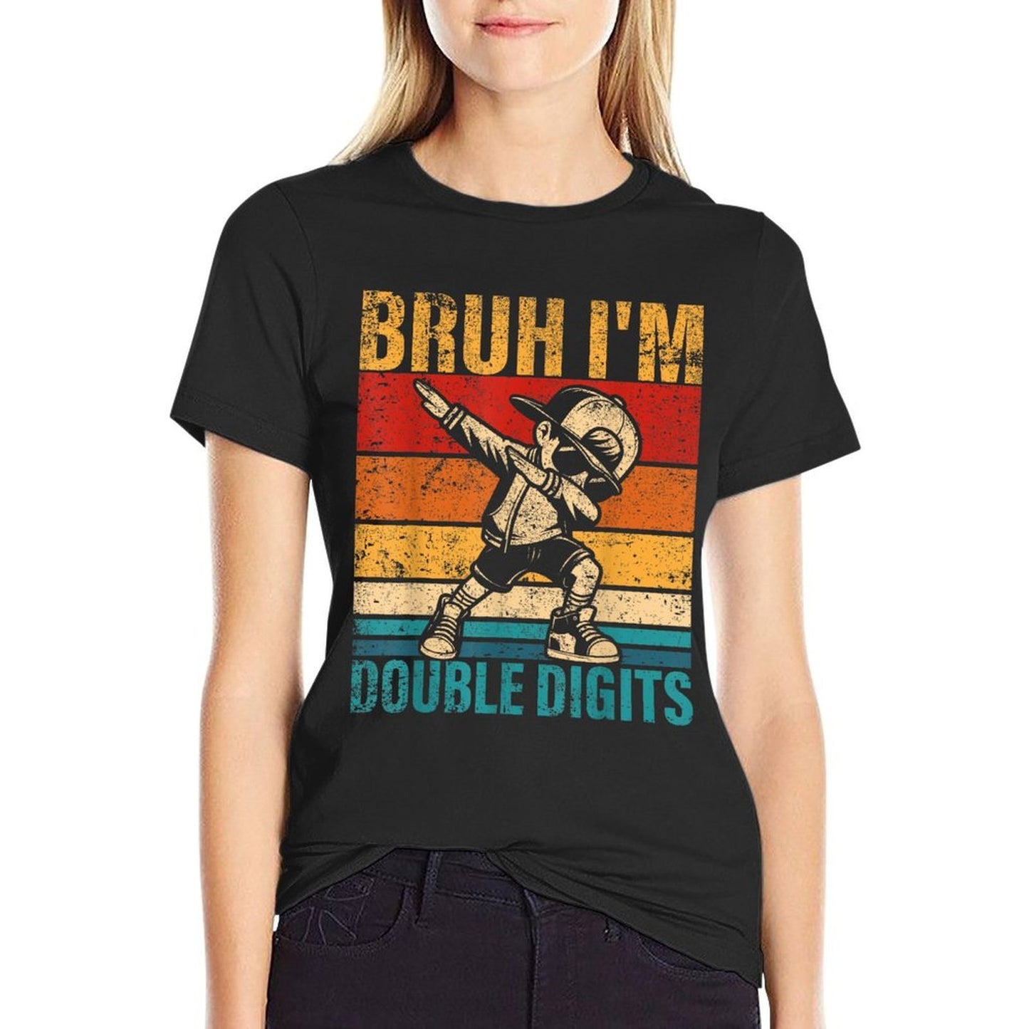 10 Years Old Birthday Bruh I'm Double Digits 10th Birthday  Slim-fit Cut T-Shirt