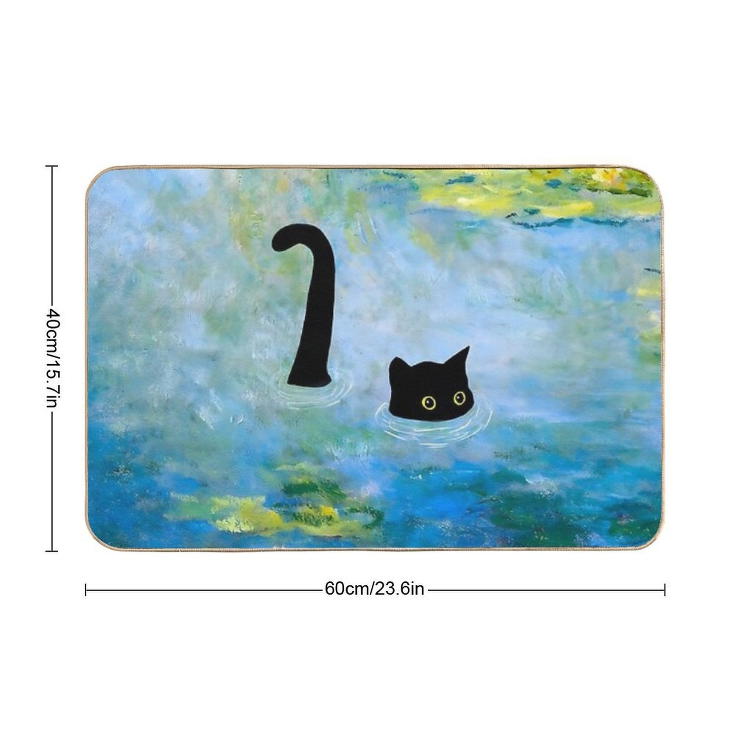 Claude Monet, Cat in Water Lilies, 1906  Long-Lasting Bath Mat