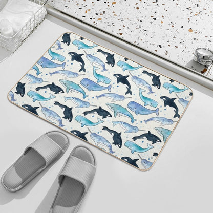 Whales, Orcas & Narwhals  Repositionable Bath Mat