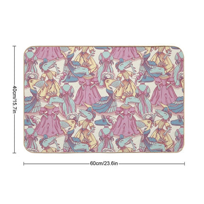 Victorian Velociraptor Fashion Plates Durable Bath Mat