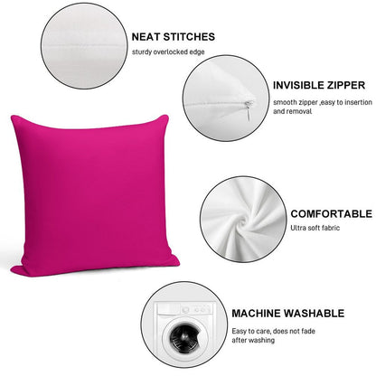 Hot Pink Fuchsia Solid Color Decor Soft Hidden Zipper Throw Pillow