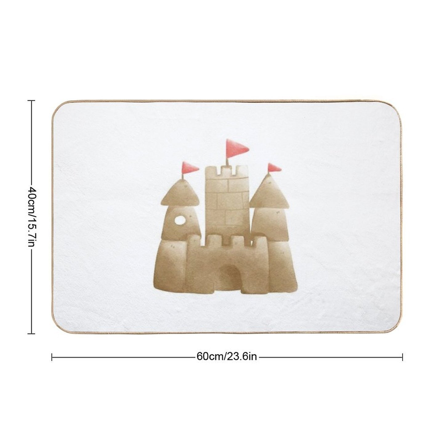Cute Sandcastle with Flags - Beach Summer Illustration  Absorbent Bath Mat