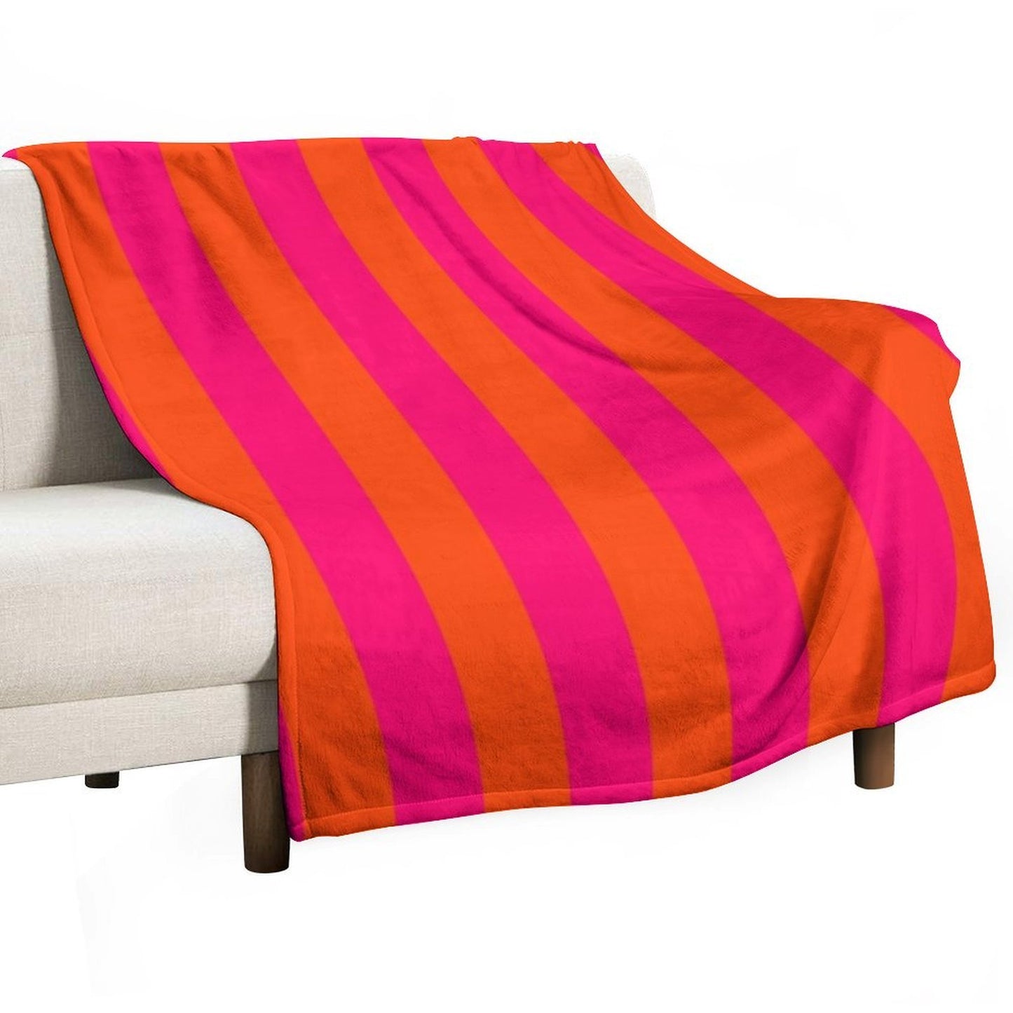 Bright Neon Pink And Orange Vertical Cabana Tent Stripes Multi-functional Throw Blanket