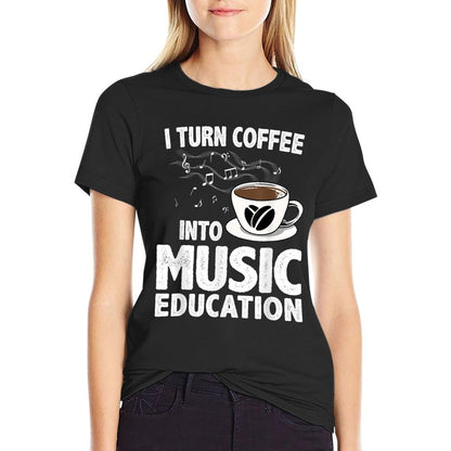 Funny Music Teacher Art For Women Men Musician Coffee Lover  Summer-ready Fabric T-Shirt