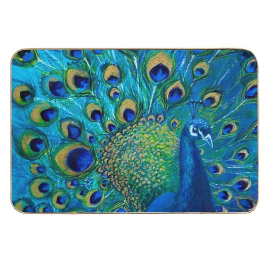 Beautiful Painted Peacock in Its Full Glory  Odorless Bath Mat