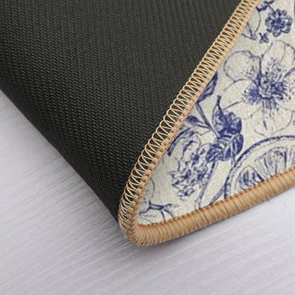 Fruity Blue Ornate Floral Royal.  Versatile Bath Mat