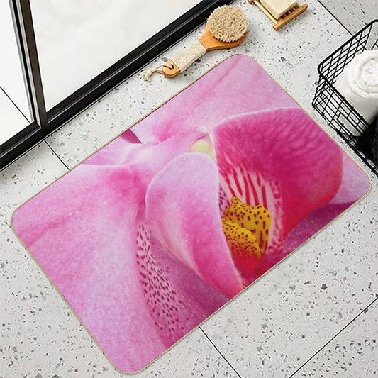 Pink Orchid Bloom  Easy Maintenance Bath Mat