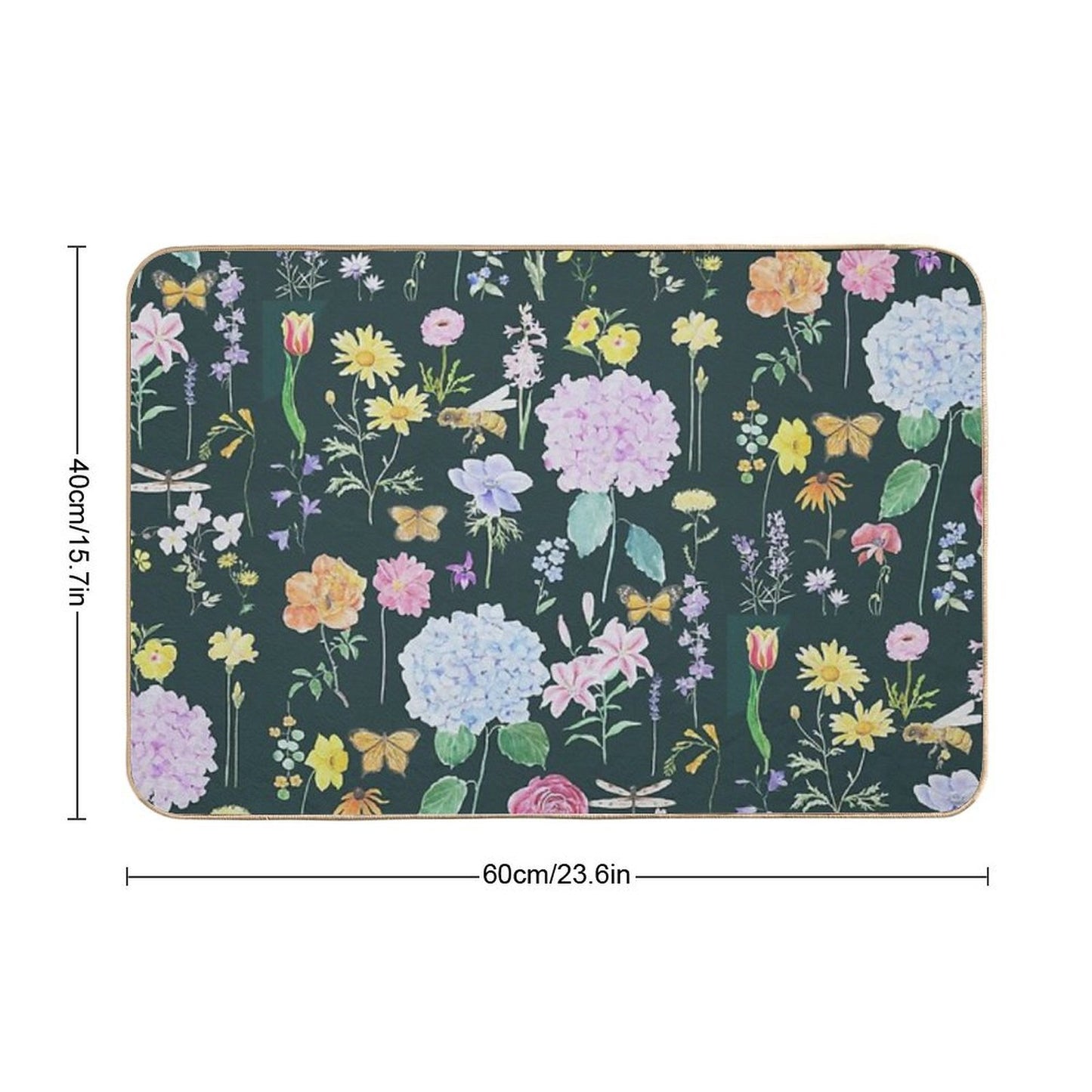 Summer Garden Flowers  Oil Painting Effect Green Background  Versatile Bath Mat