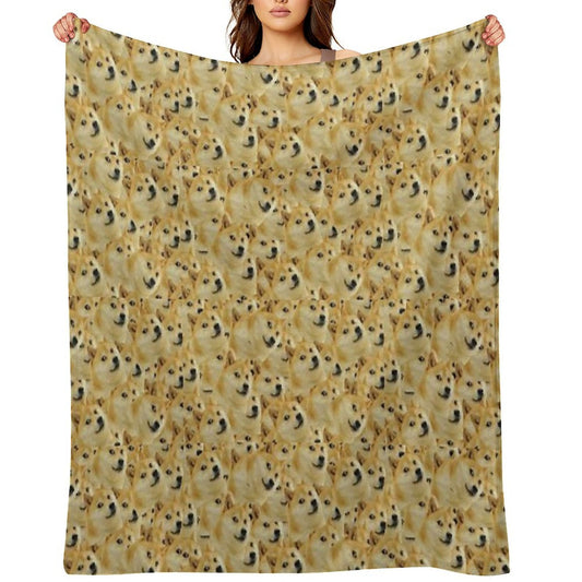 Doge Meme Machine-washable Throw Blanket