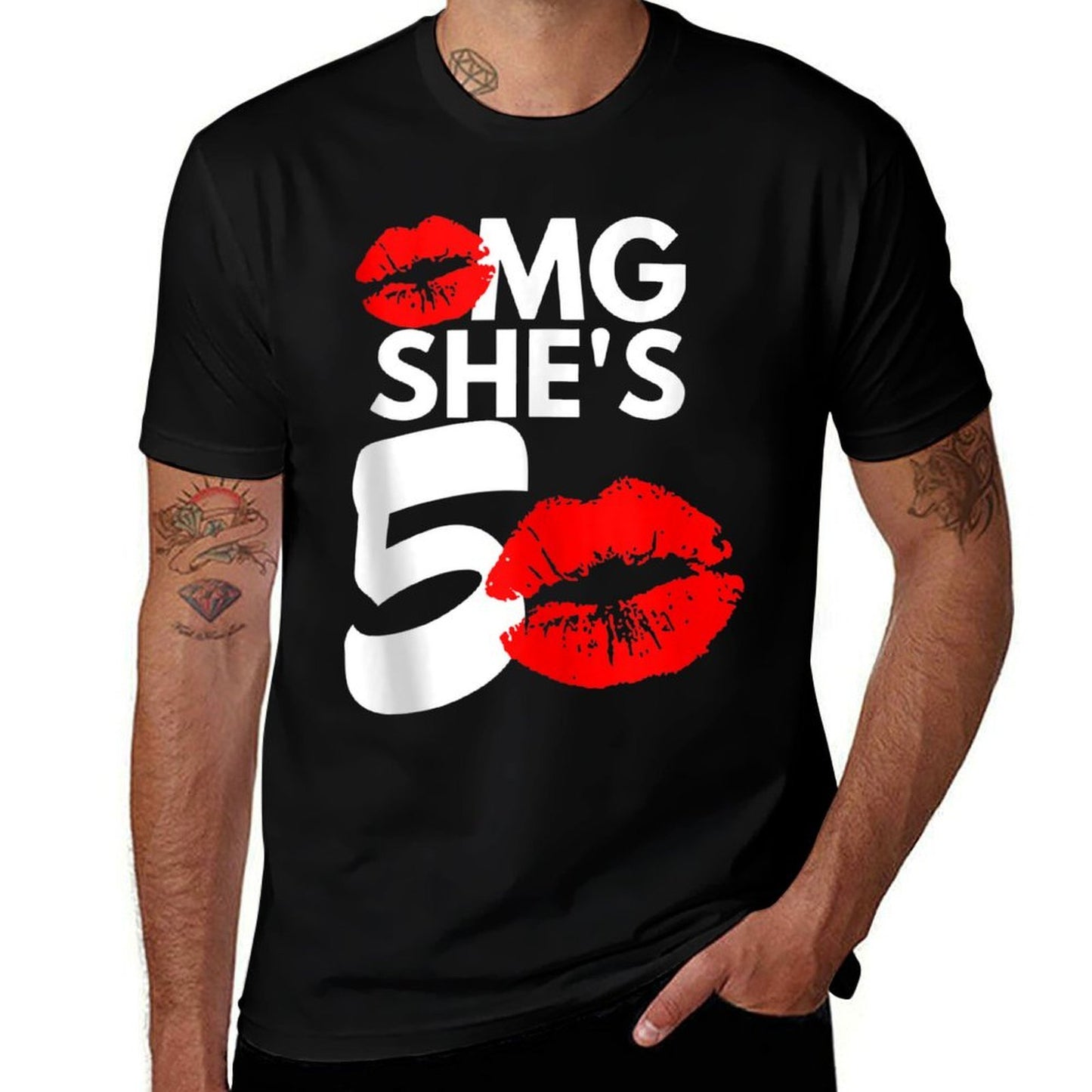 OMG SHE'S 50 Birthday, 50 Year Old, 50th Birthday  Fade-proof Color T-Shirt
