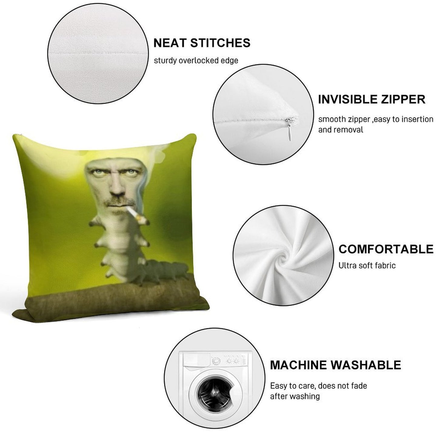 House Caterpillar Meme Soft Ultra-Soft Texture Throw Pillow