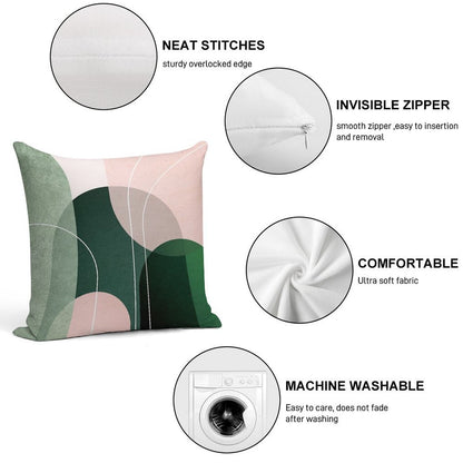 Mid Century Arches in Pink And Green 2 Soft Gift Ready Throw Pillow