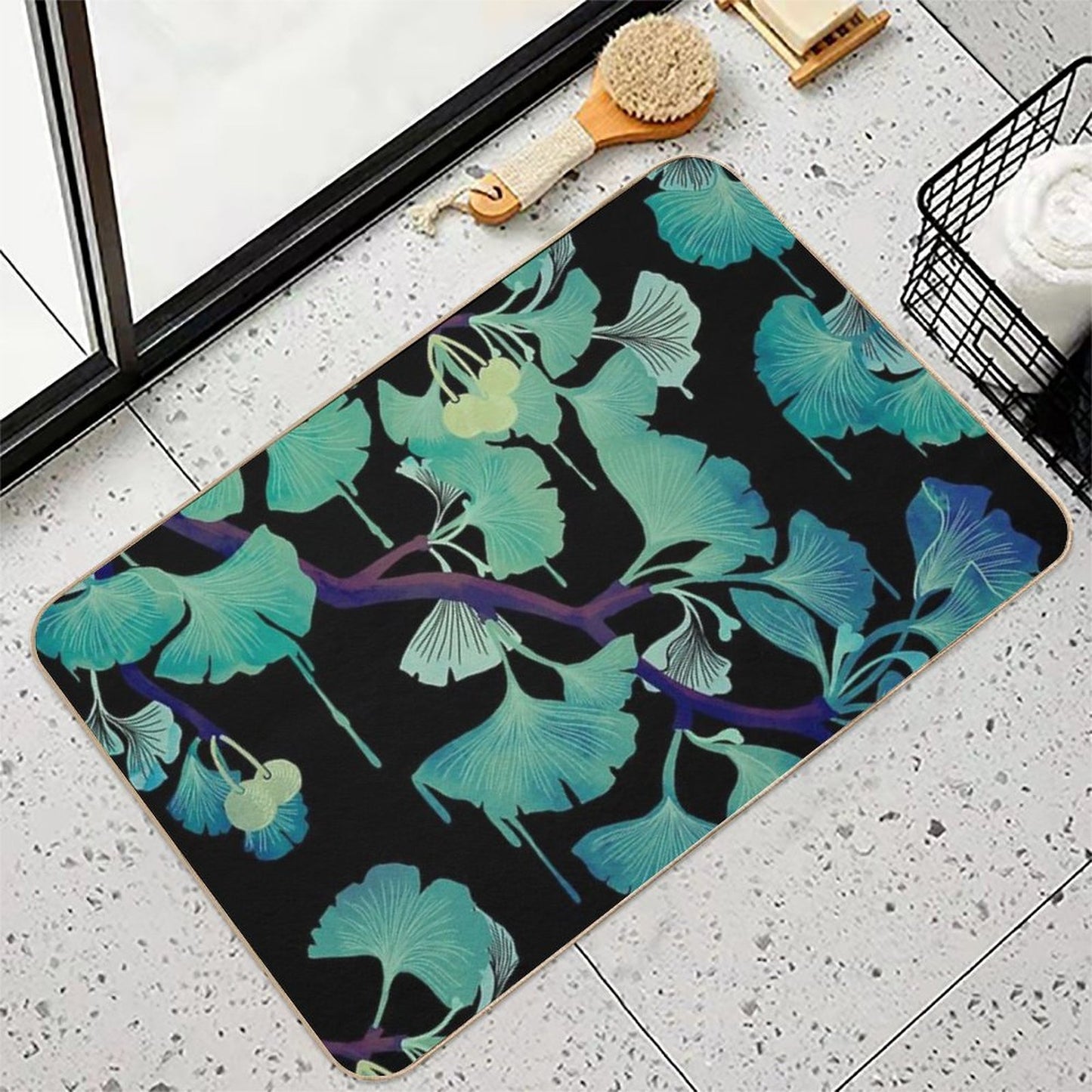 O Ginkgo (on Black)  Odorless Bath Mat