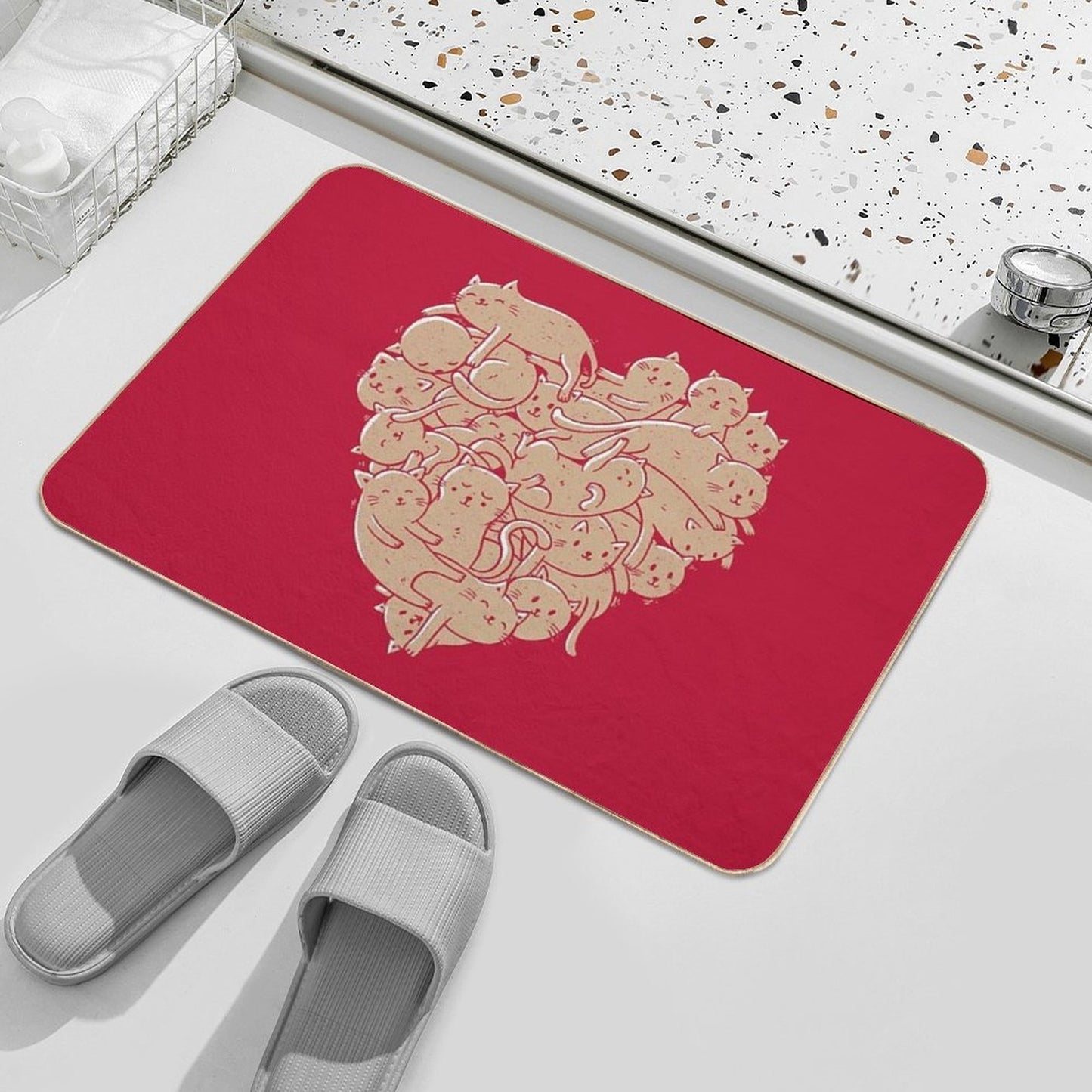 I Love Cats Heart  Easy Maintenance Bath Mat