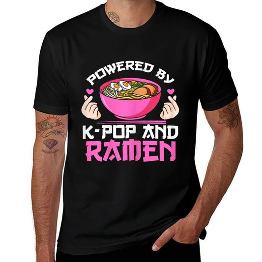 Powered by K-pop And Ramen Kpop Merchandise Gift  Slim-fit Cut T-Shirt