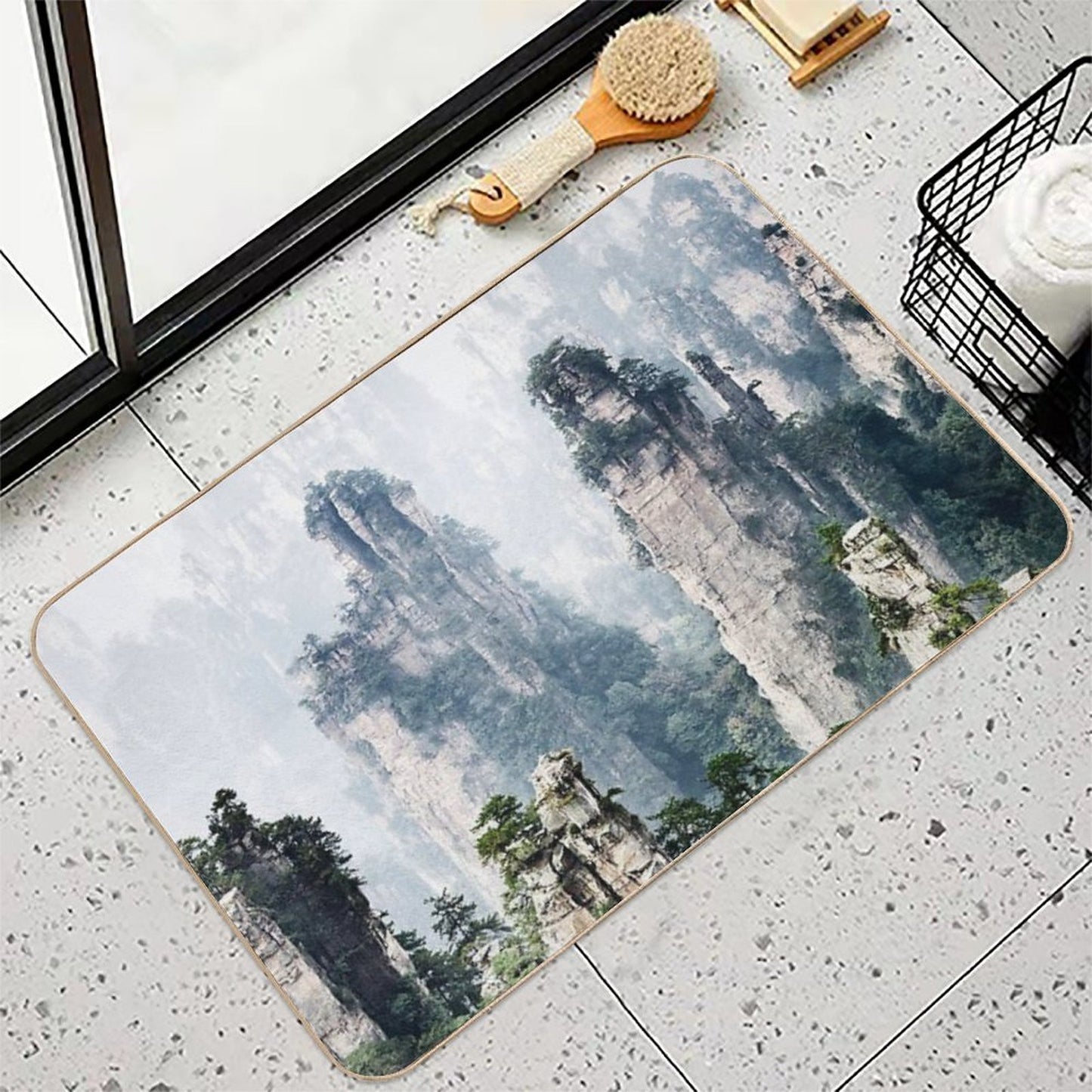 Floating Mountains Zhangjiajie National Forest Park Art Photo Print  Slip-Resistant Bath Mat