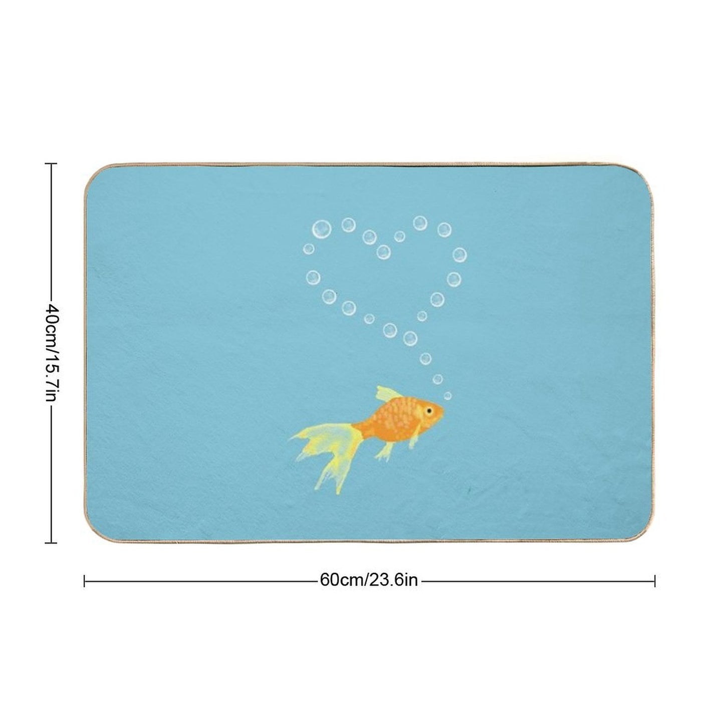 Goldfish Surrounded by Bubble Heart  Stain-Proof Bath Mat