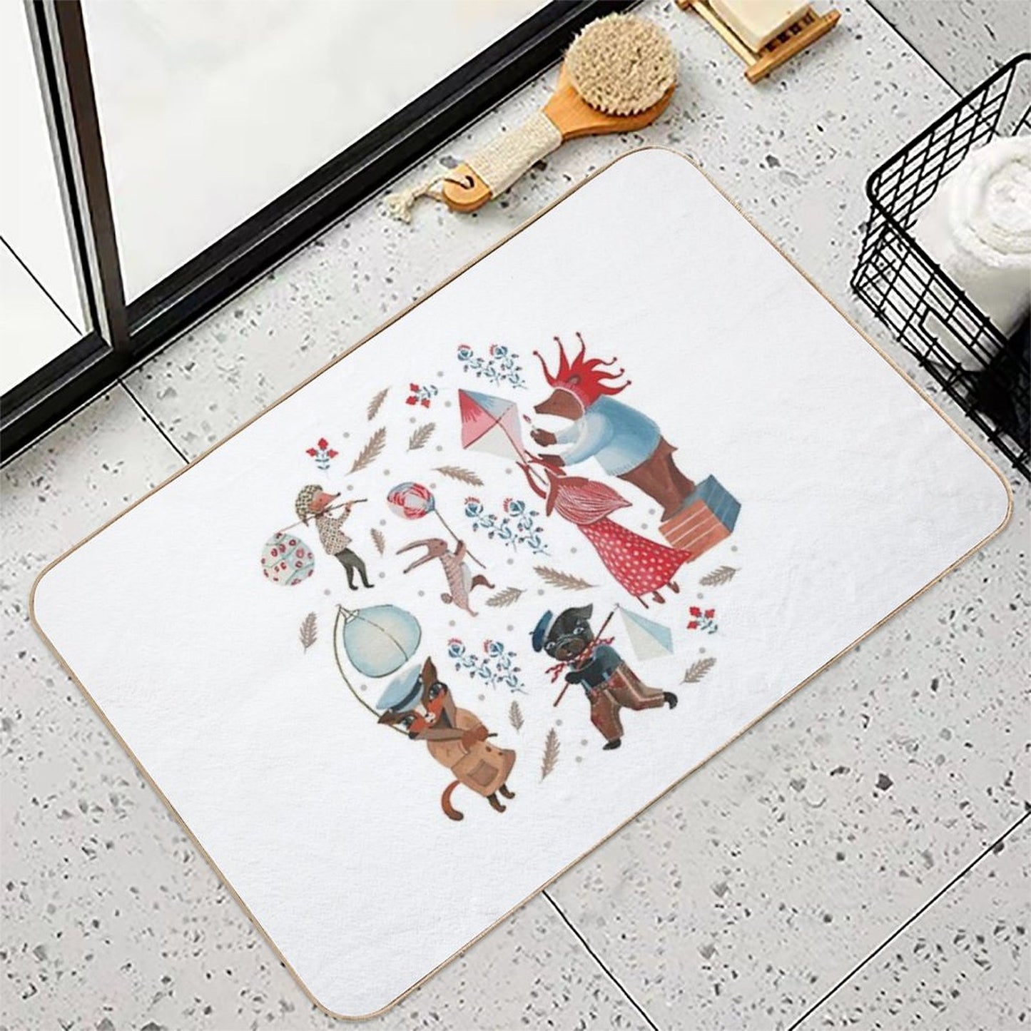 Lantern Parade - Snow  Stain-Proof Bath Mat
