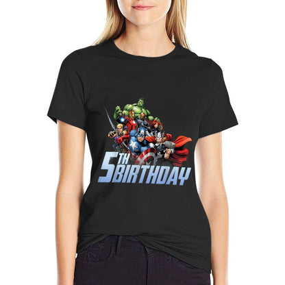 Marvel Avengers Action Shot 5th Birthday  Graphic-printed T-Shirt