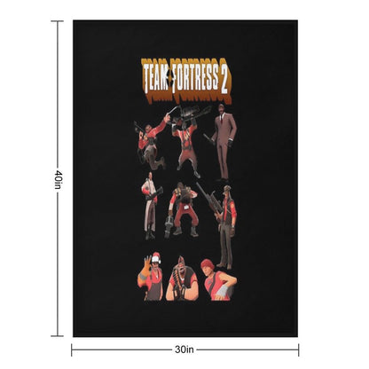 Team Fortress 2 - All Characters  Classes With Tf2 Logo Sustainable Throw Blanket