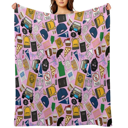 Ultimate Fan Pattern Icons All Over Print Pink Pack Sustainable Throw Blanket