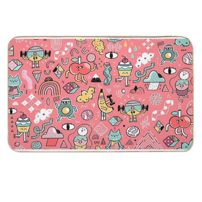 Funny Crazy Avocado, Banana, Ice Cream, Apple, Cat, Cupcake. Fitness Food.  Eco-Friendly Bath Mat