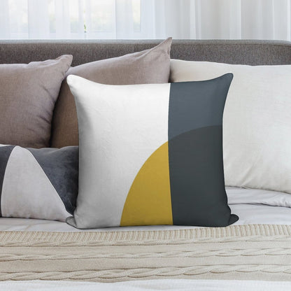 Abstract Geometric Minimalist 2 Navy Blue, Light Mustard Yellow, And White Soft Easy Maintenance Throw Pillow