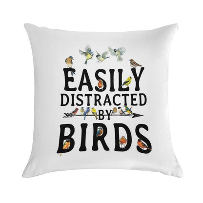 Easily Distracted by Birds Soft Bedroom Essential Throw Pillow