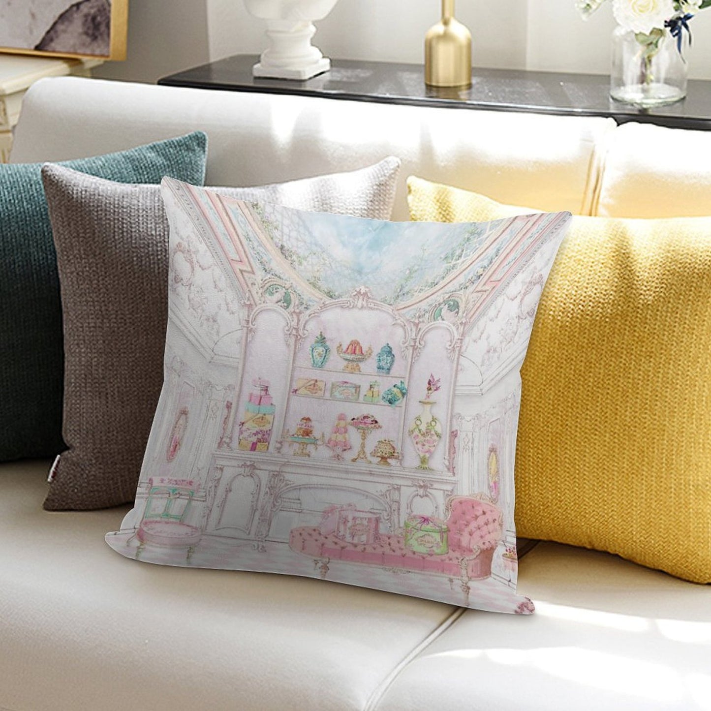 French Patisserie, Paris, Cake Shop, Diorama Soft Ultra-Soft Texture Throw Pillow