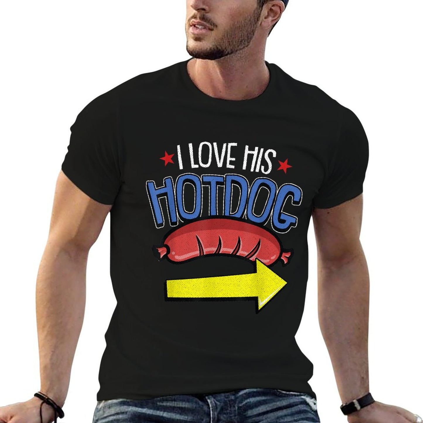 I Love His Hotdog 4th Of July Funny Adult Humor Patriotic  Moisture-wicking T-Shirt