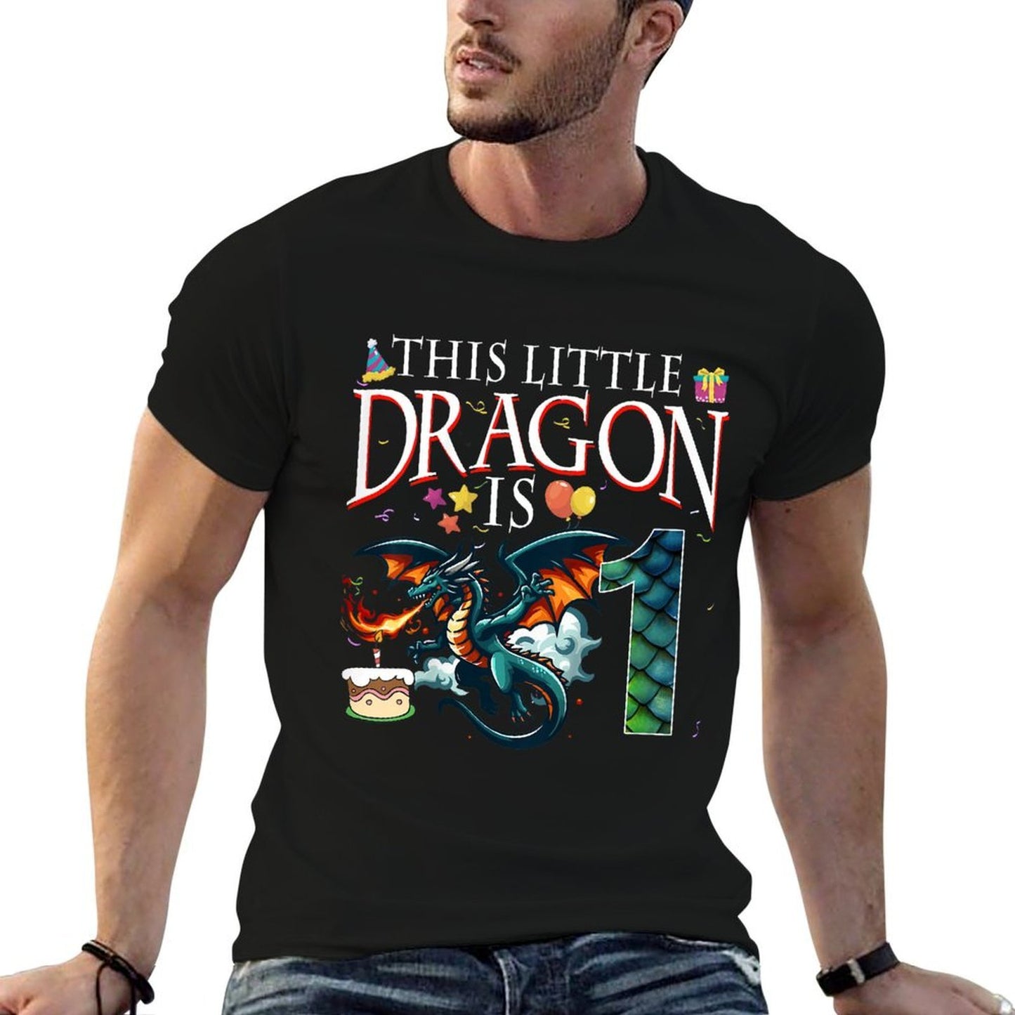 Kids Turning 1 Year Old Birthday Boy Dragon 1st Bday Boy  Durable T-Shirt