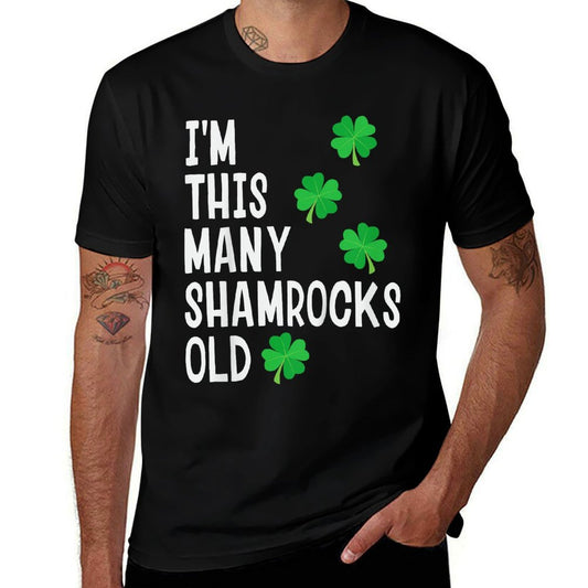 Kids Kids St Patricks Day 4th Birthday Shamrock Party 4 Year Old  Oversized Silhouette T-Shirt