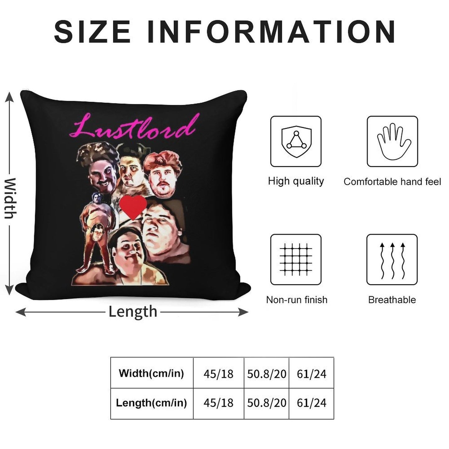 Lustlord Design Soft Fade-Resistant Throw Pillow