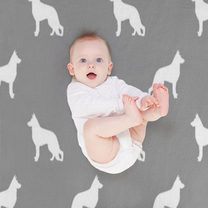 White German Shepherd Dog Silhouette Versatility Throw Blanket