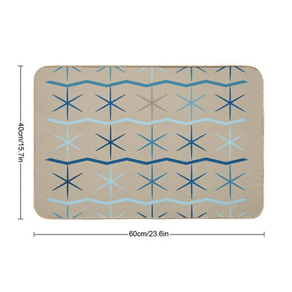 Serenity Waves Minimalist Geometric Blues  Repositionable Bath Mat