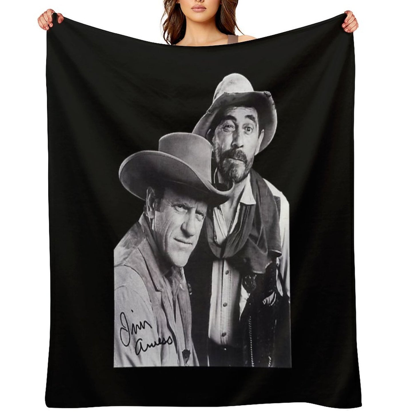 Gunsmoke Series James Arness And Matt Dillon Eco-conscious Throw Blanket