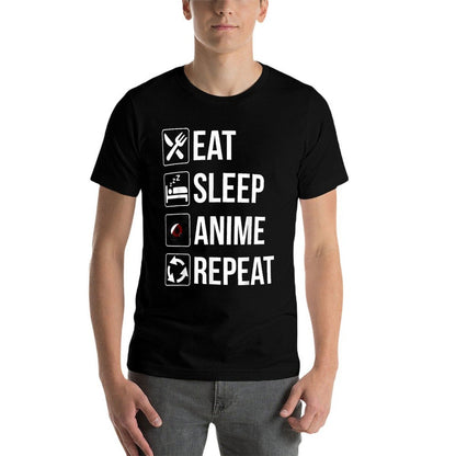 Funny Eat Sleep Anime Repeat  Graphic-printed T-Shirt