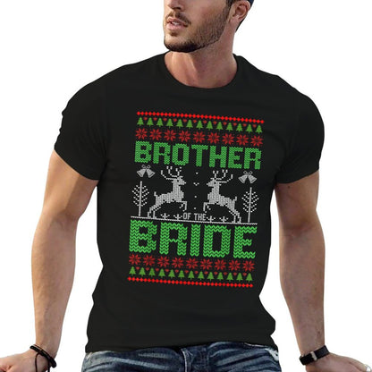 Brother Of The Bride Marriage Wedding Bridal Party Christmas  Rolled Sleeves T-Shirt
