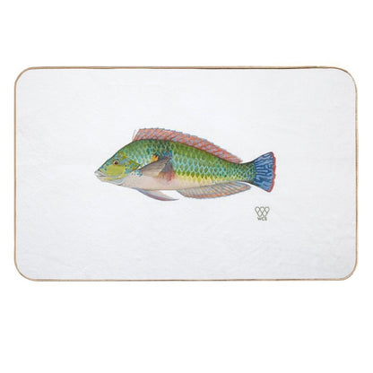 Green Parrot Fish  Repositionable Bath Mat